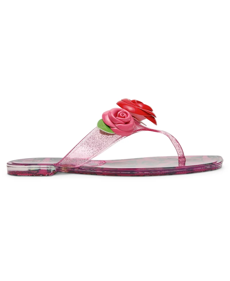 Betsey Johnson Women's Trenten Rose Jelly Thong Sandals