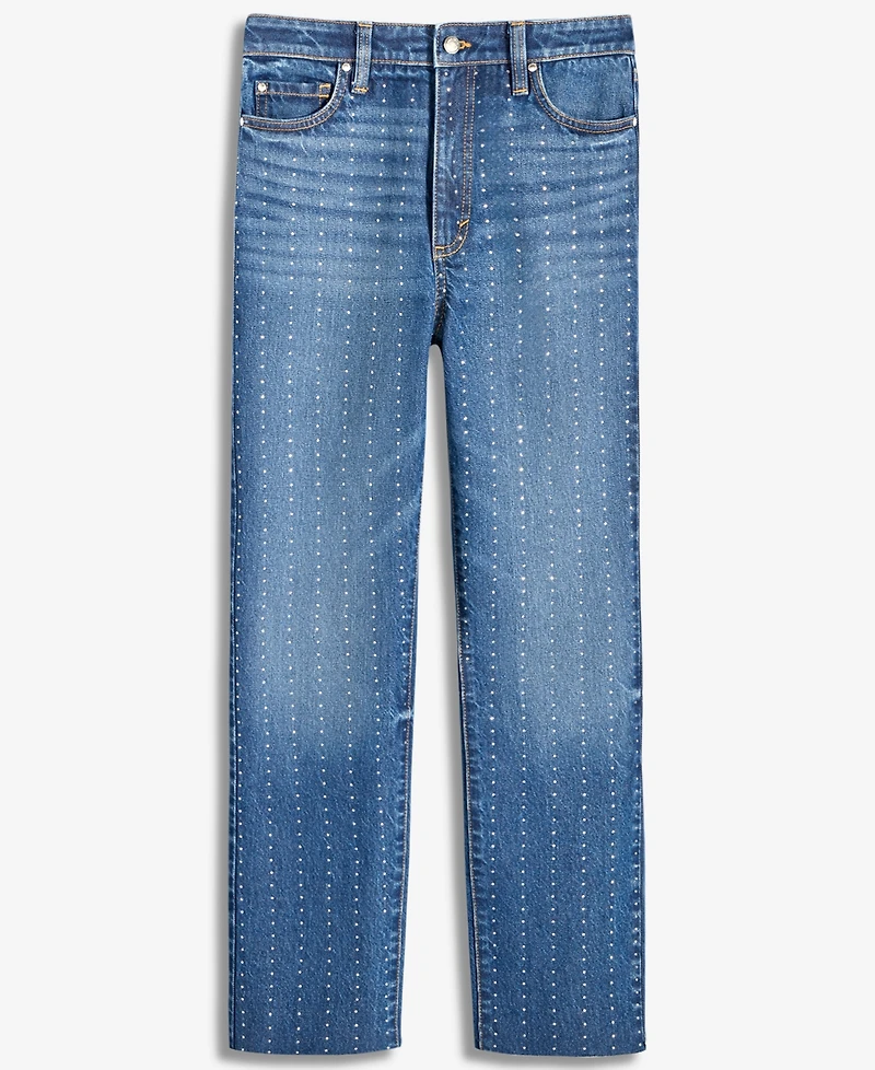 I.n.c. International Concepts Women's Crystal-Embellished Straight-Leg Jeans