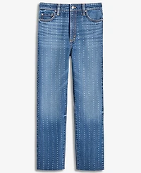 I.n.c. International Concepts Women's Crystal-Embellished Straight-Leg Jeans