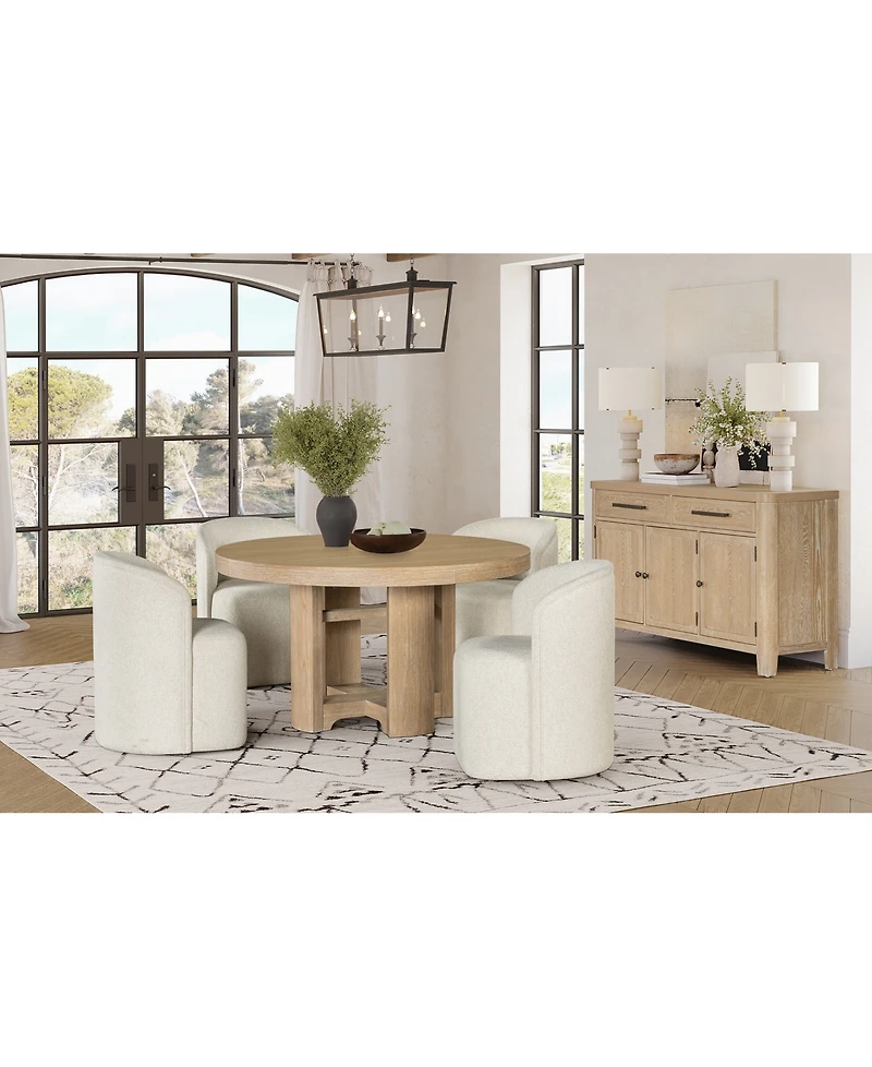 Furniture Marcel 5-Pc. Dining Set (Round Table & 4 Barrel Side Chairs)