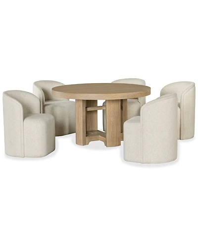 Furniture Marcel 6-Pc. Dining Set (Round Table & 5 Barrel Side Chairs)