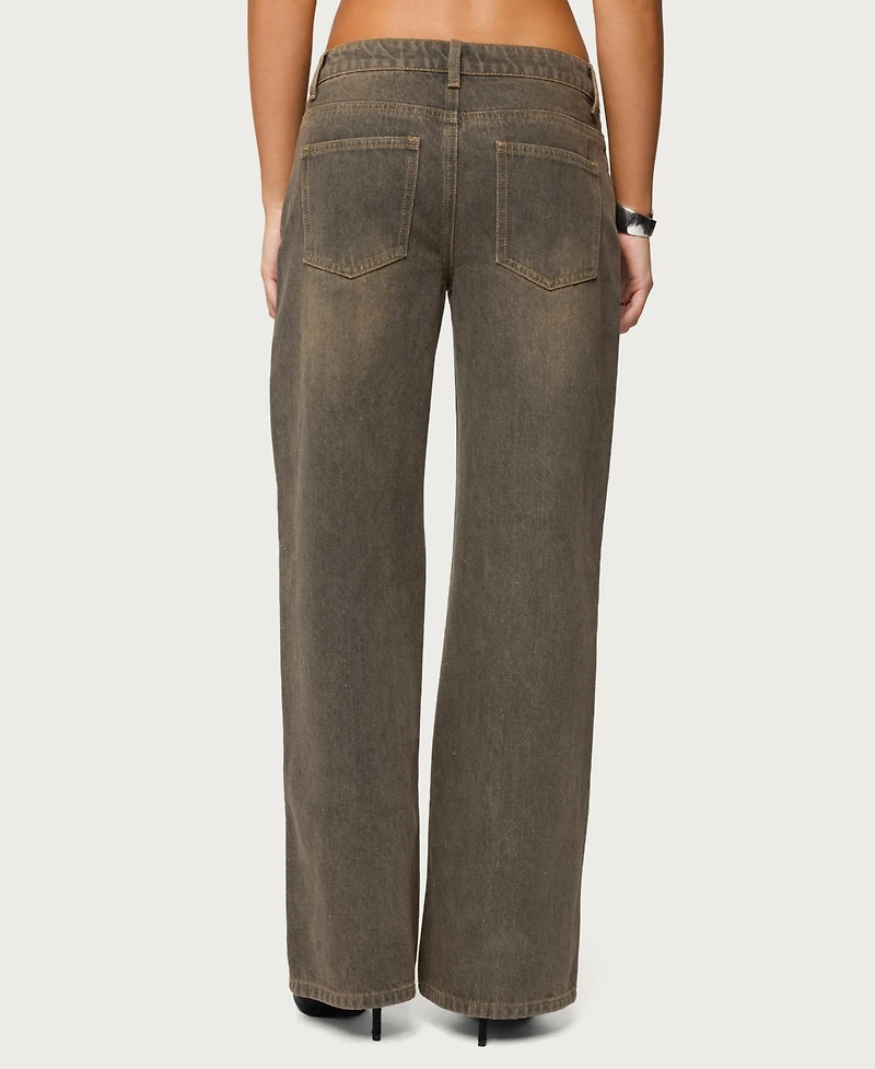 Edikted Women's Charliza Stud Low Rise Baggy Jeans