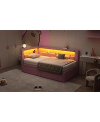 Streamdale Furniture Twin Platform Bed w/ Usb & Led 2 Drawers