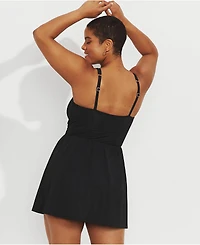 Lands' End Women's SlenderSuit V-neck Wrap Swim Dress One Piece Swimsuit