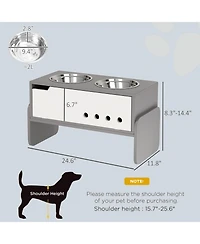 Aostirmotor 24.6 in. Wide 3 Height Adjustable Raised Dog Bowls in Grey
