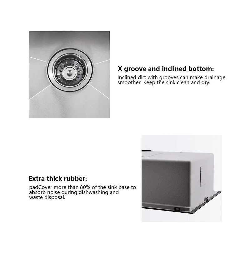 flynama 27x18inch Undermount Kitchen Sink 18 Gauge Stainless Steel Deep Basin Sink Grid Included