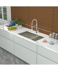 flynama 33x19x10inch Double Bowl Undermount Kitchen Sink Stainless Steel 16 Gauge 50 50 Split