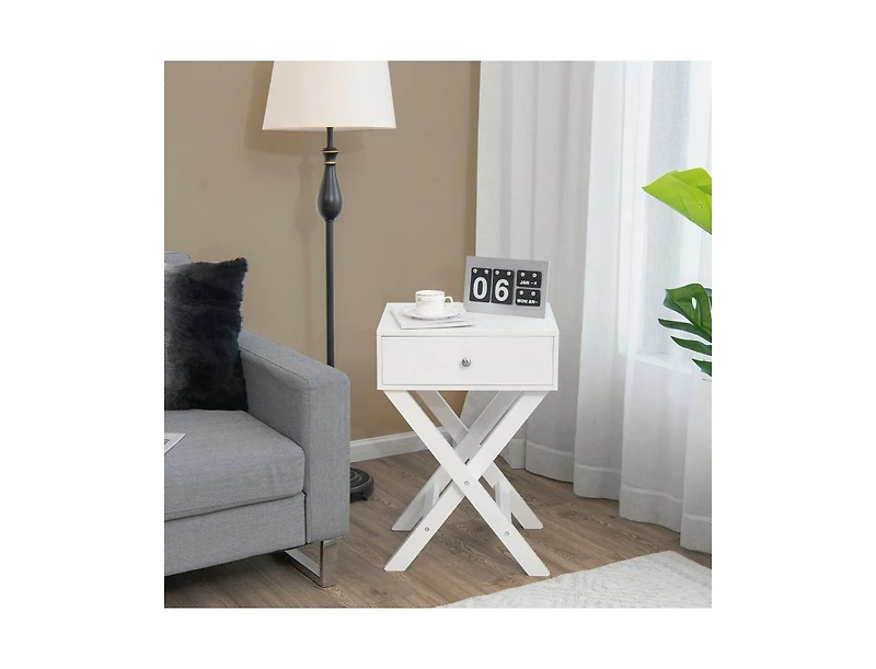 Modern X-Shaped Nightstand with Drawer for Living Room Bedroom