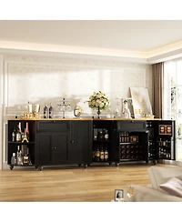 Aheaplus Kitchen Sideboard Buffet Cabinet with Drawer & Cabinets, 55'' Coffee Bar Power Outlets Wine Rack