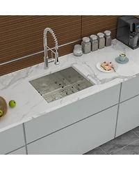 flynama 21x18x9inch Undermount Kitchen Sink 16 Gauge Stainless Steel Deep Single Bowl with Grid