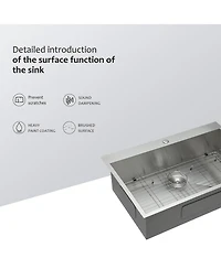 flynama 28x22x9inch Kitchen Sink Drop In Topmount Stainless Steel Single Bowl 16 Gauge