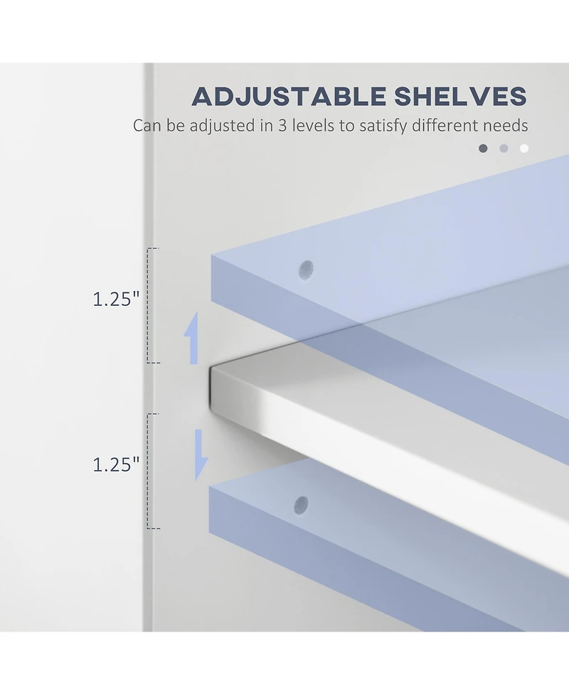 Homcom Wash Room Medicine Cupboard with Double Swing Doors, White