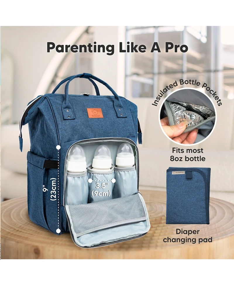 KeaBabies Original Diaper Bag Backpack, Multi-Functional Baby Bags with Changing Pad
