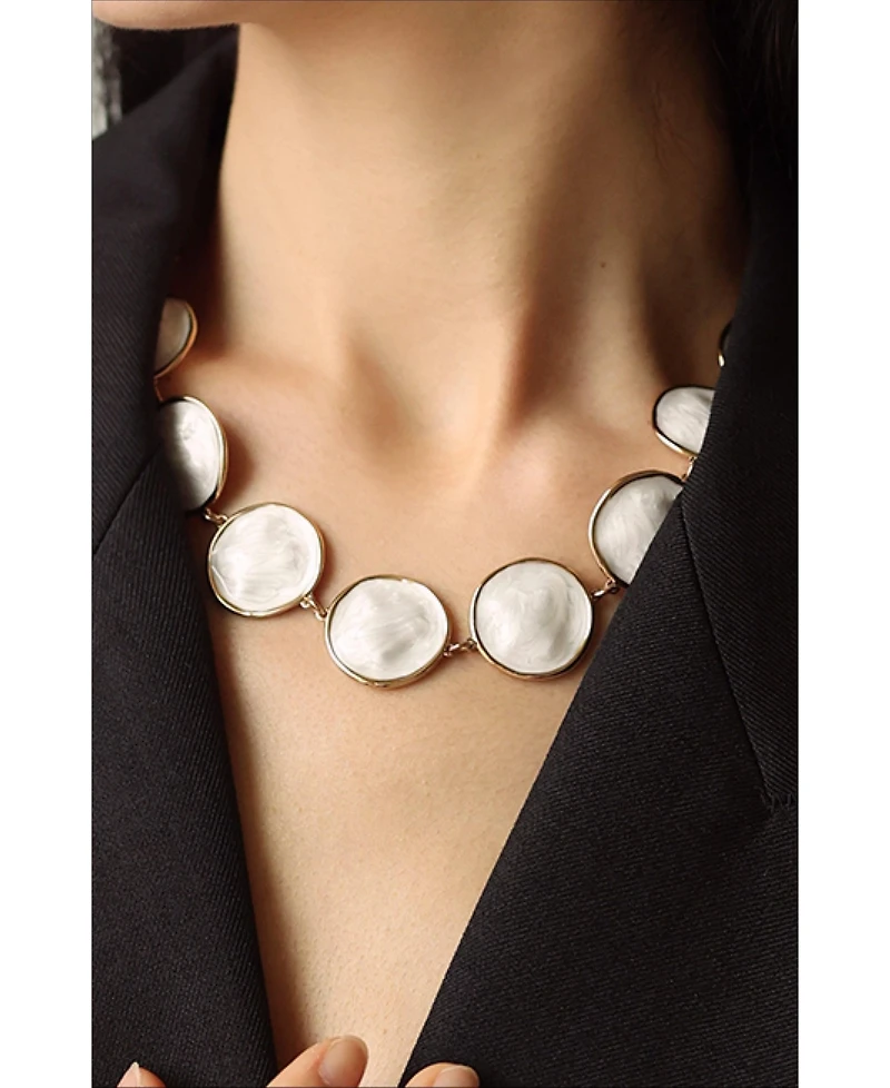 Retro Chic Enamel Ripple Necklace