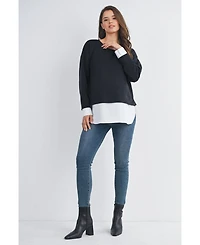Hello Miz Maternity Casual Long Sleeve Layered Sweatshirt