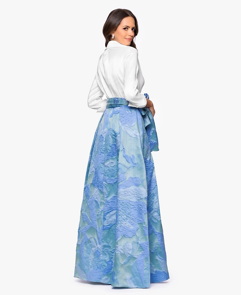 Betsy & Adam Women's Long-Sleeve Collared Shirt Dress