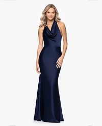 Betsy & Adam Women's Halter Neck Gown