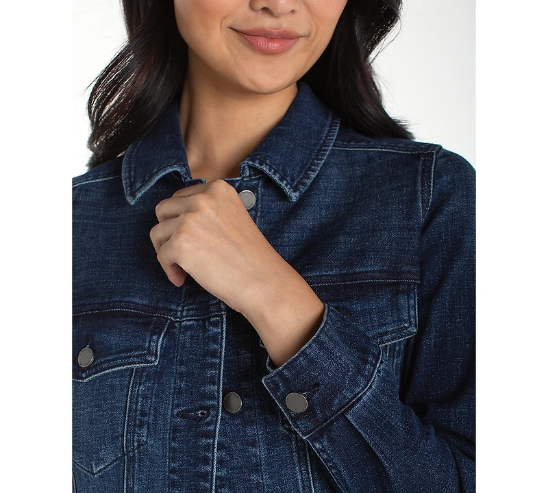 Liverpool Los Angeles Petite Button-Front Trucker Jacket