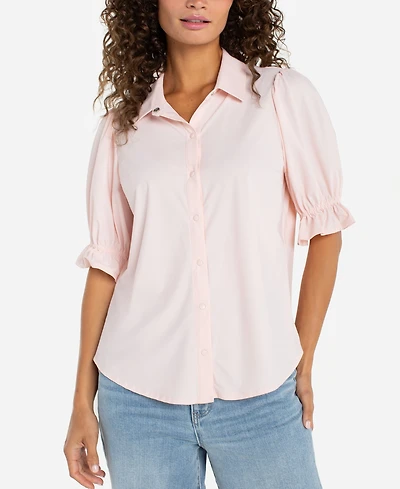Liverpool Los Angeles Petite Puffed-Sleeve Blouse