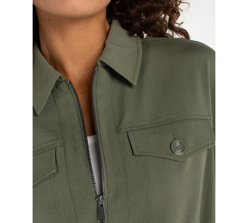 Liverpool Los Angeles Petite Collared Zip-Front Jacket