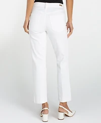 Liverpool Los Angeles Women's Kennedy Mid Rise Crop Straight Imitation Pearl Trim Jeans