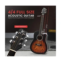 Pyle 41 Steel Strings Acoustic Guitar for Beginner and Adults (Sunburst Teardrop