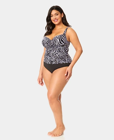 Anne Cole Plus Underwire Drape Front Pull-On Tankini Top