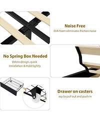 Queen Velvet Bed with 2 Storage Drawers, Tufted Wingback Headboard, Strong Slats, Noise-Free, No Box Spring, Black