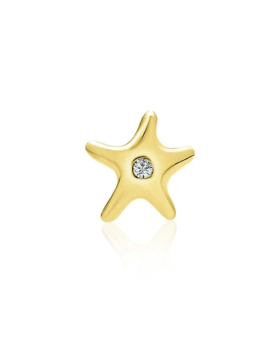 Bling Jewelry Tiny Nautical Starfish 14K Gold Cartilage Ear Lobe Piercing Stud Earring 1 Pcs