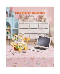 Slickblue Ice Cream Cart for Kids, 27 Pcs Accessories, Pretend Play Store with Storage Trolley with Pretend Money