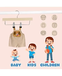 BP4U 12-Pack Wooden Pants Hangers with Adjustable Clips