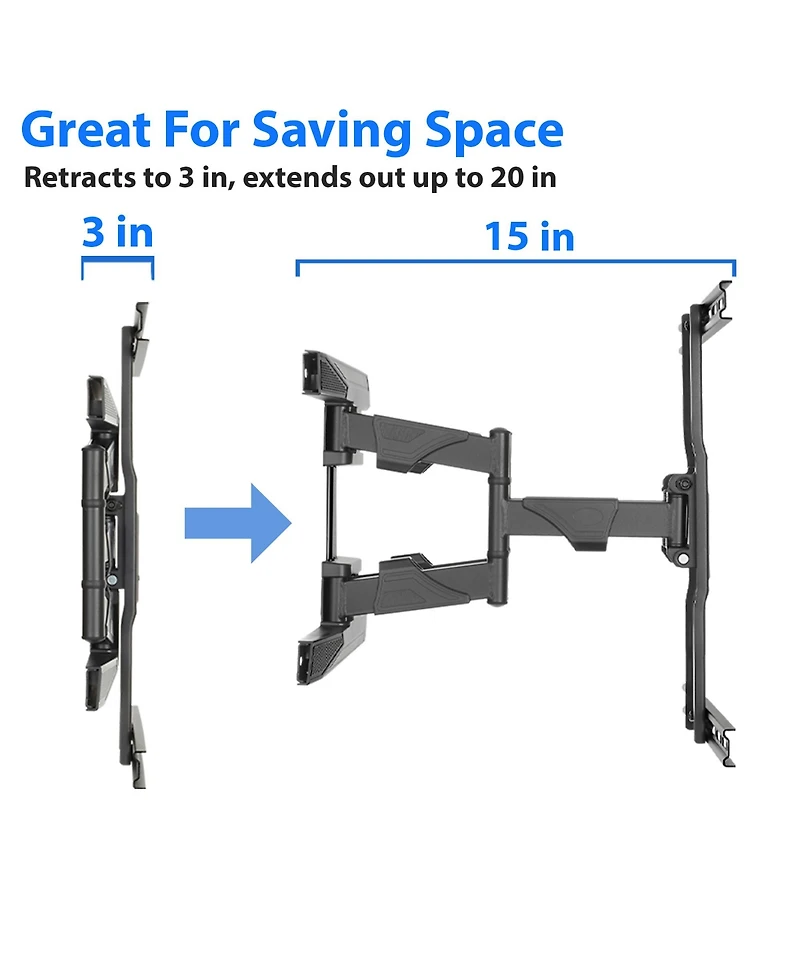 Mount Factory Full Motion Tv Wall Mount - Swivel Bracket fit Televisions from 42" - 70" up to Vesa 400 x 600 - Tilt Swing Out Arm