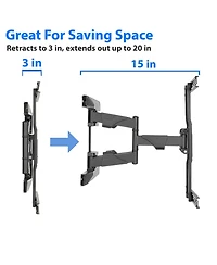 Mount Factory Full Motion Tv Wall Mount - Swivel Bracket fit Televisions from 42" - 70" up to Vesa 400 x 600 - Tilt Swing Out Arm