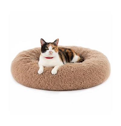 Zeus & Ruta 30 Inch Anti Slip Round Fluffy Faux Fur Cat Bed