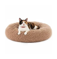 Zeus & Ruta 30 Inch Anti Slip Round Fluffy Faux Fur Cat Bed