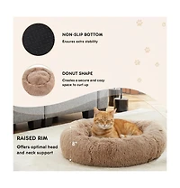 Zeus & Ruta 37 Inch Anti Slip Round Fluffy Faux Fur Cat Bed