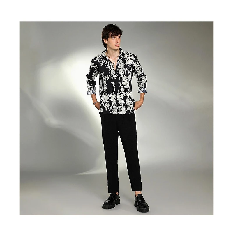 Campus Sutra Men's Splash-Pleat Shirt