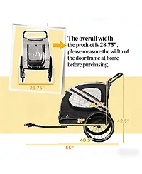 Aostirmotor Dog Stroller Bicycle Carrier with 2 Wheels in Black