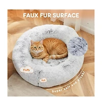 Zeus & Ruta 30 Inch Anti Slip Round Fluffy Faux Fur Cat Bed