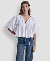 Dkny Jeans Women's V-Neck Pull-On Bubble Top