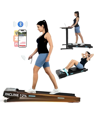 Ksports Under Desk Walking Pad Treadmill with Auto Incline and Wheels, 2.5 Hp