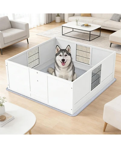 Aostirmotor Dog Box with Washable Pad for Dogs in White