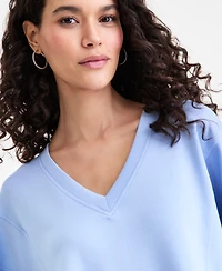 I.n.c. International Concepts Women's Off-Duty Long Sleeve V-Neck Sweatshirt, Macy's Exclusive
