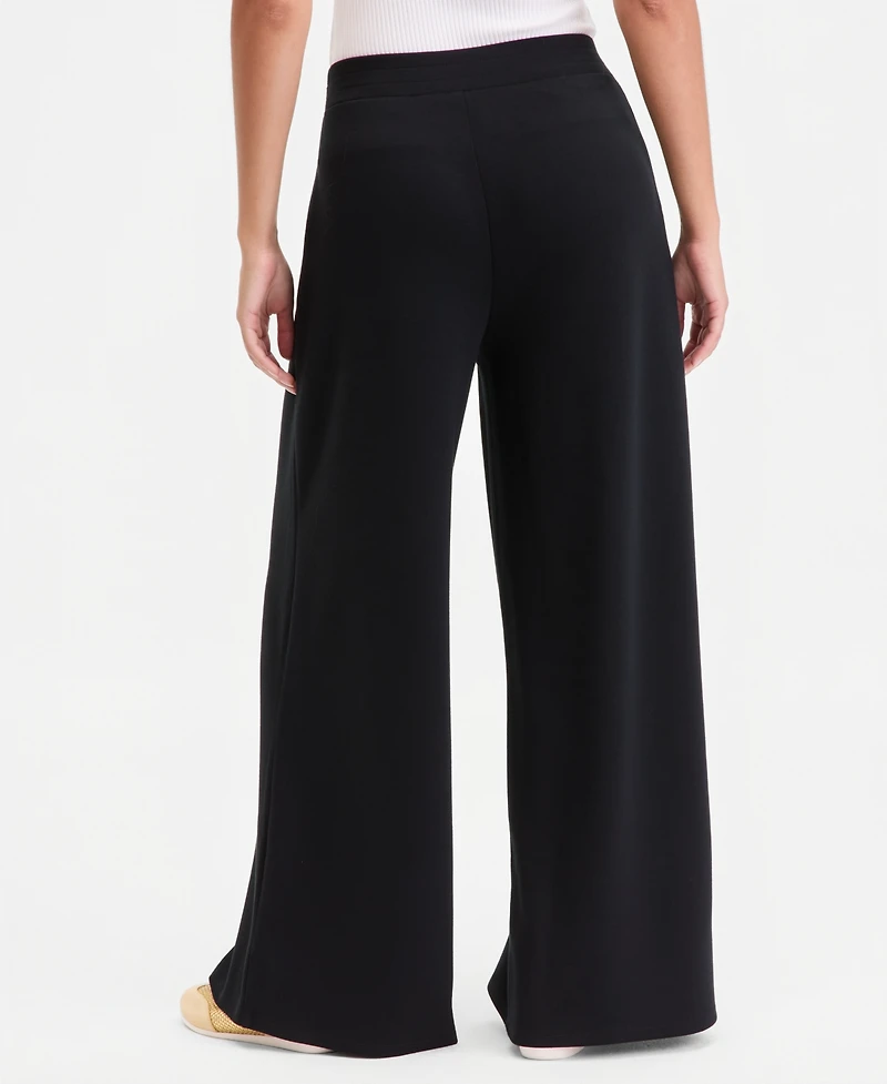 I.n.c. International Concepts Women's Off-Duty Pleat-Front Wide-Leg Sweatpants