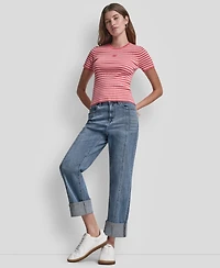 Dkny Jeans Women's Crewneck Striped Top
