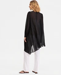 I.n.c. International Concepts Women's Long Sleeve Bow-Neck Chiffon Tunic, Macy's Exclusive