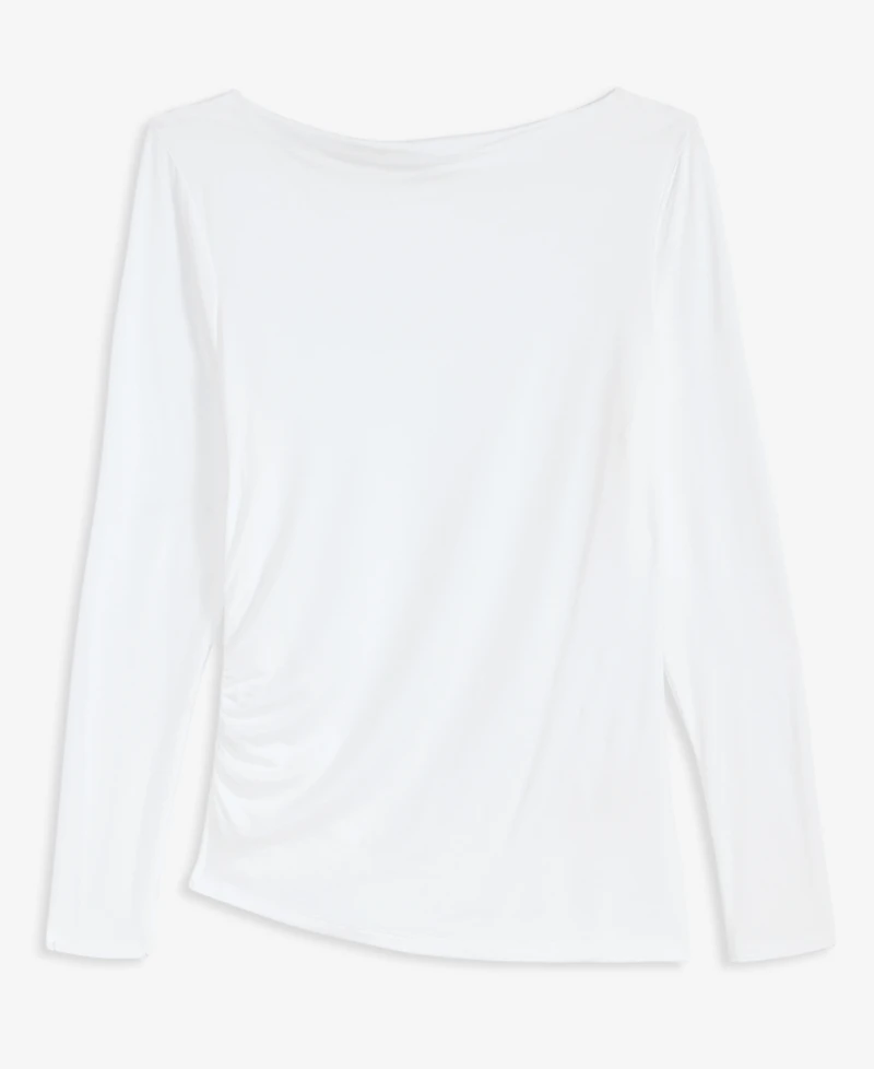 I.n.c. International Concepts Women's Long-Sleeve Asymmetrical-Hem Ruched Layering Top, Macy's Exclusive