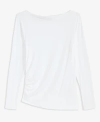 I.n.c. International Concepts Women's Long-Sleeve Asymmetrical-Hem Ruched Layering Top, Macy's Exclusive