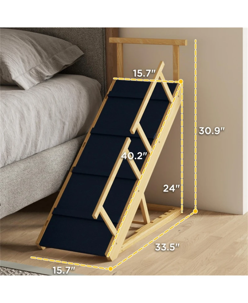 Aostirmotor Dog Stairs with for Small to Large Dogs in Natural