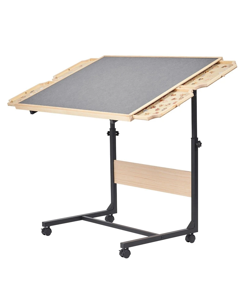 Sugift 1500-Piece Puzzle Table with Legs 34"x25" Adjustable Height with Drawers